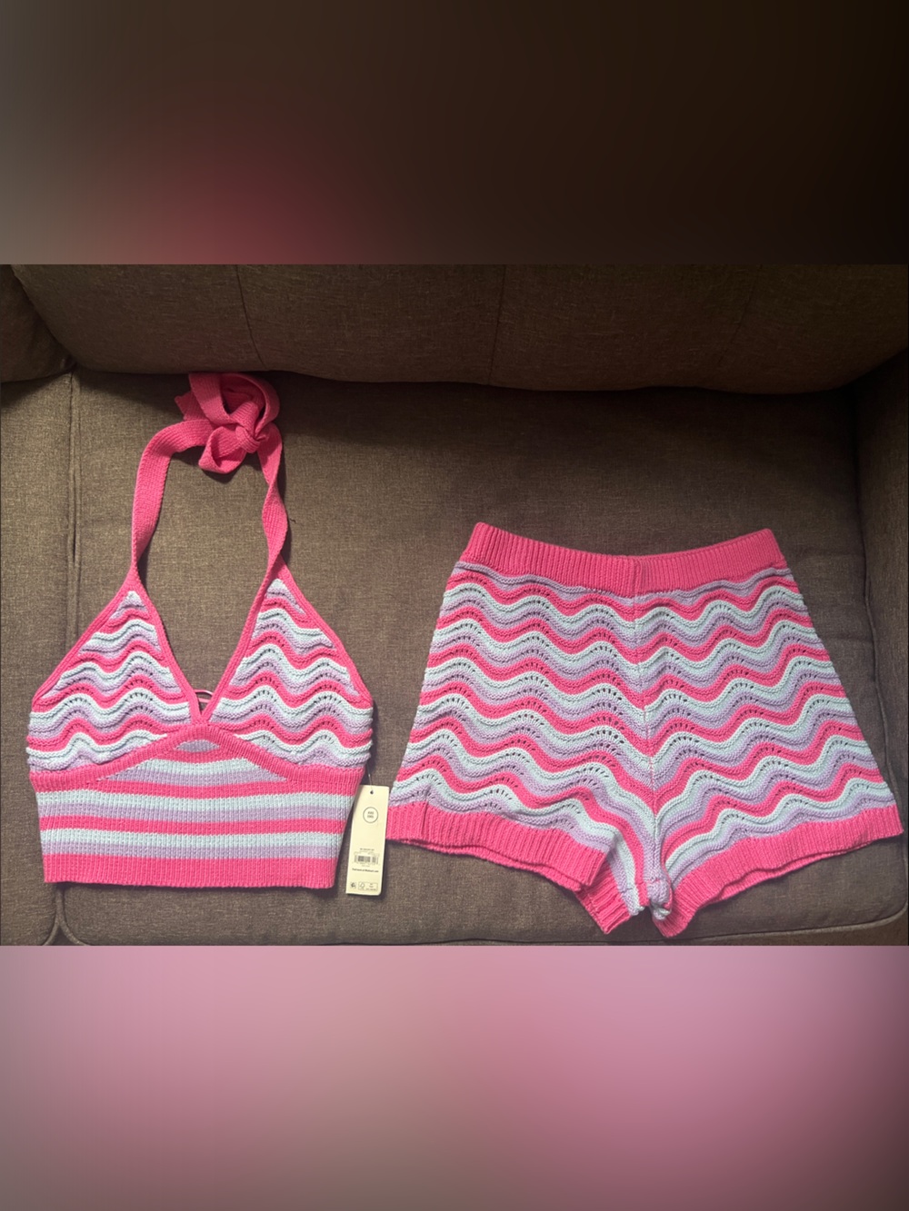 Knit crop Top & Shorts Set